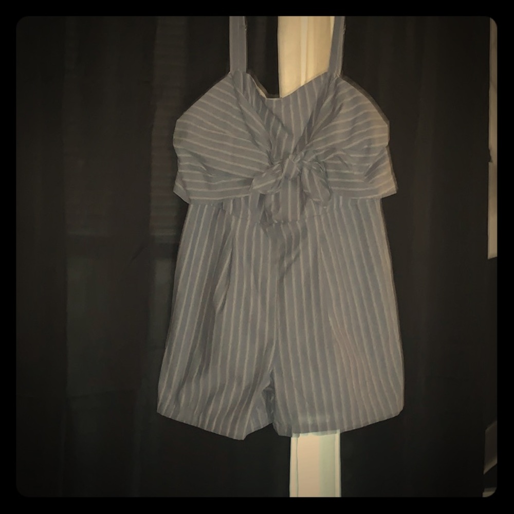 Blue with white strip romper